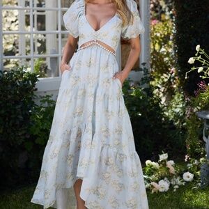 NWT V. Chapman Emma Dress, Victorian Blue Roses